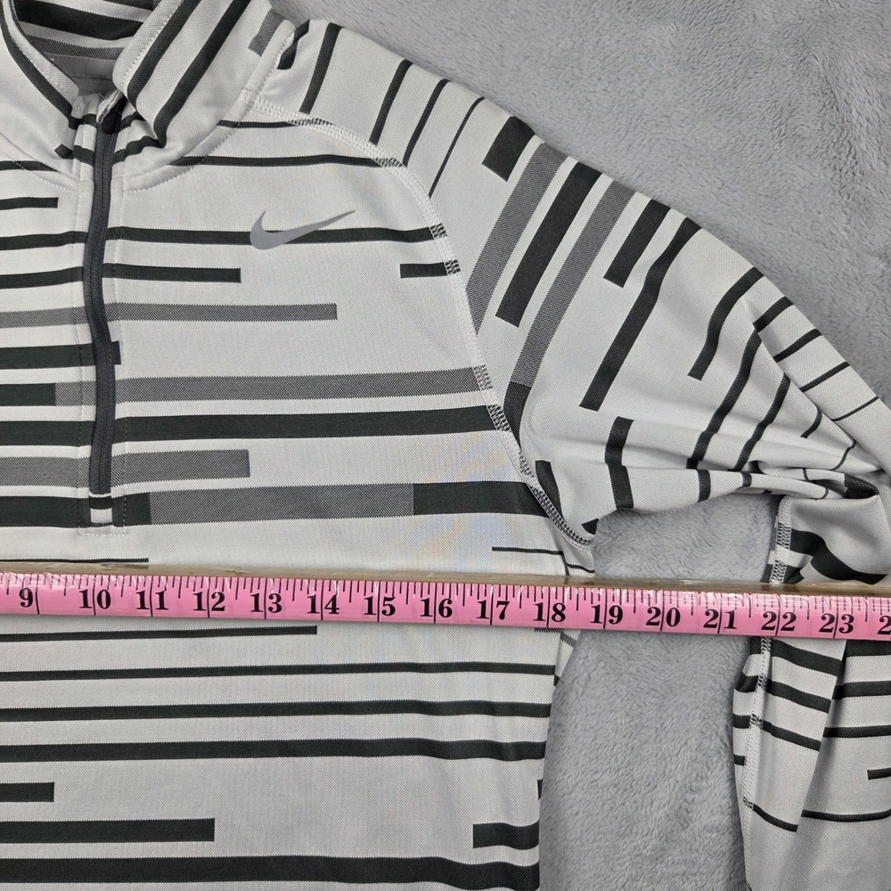 Nike Running 1/4 Zip Mens Small Grey Black Excellent Dri-FIT Striped Pullover - Picture 6 of 9
